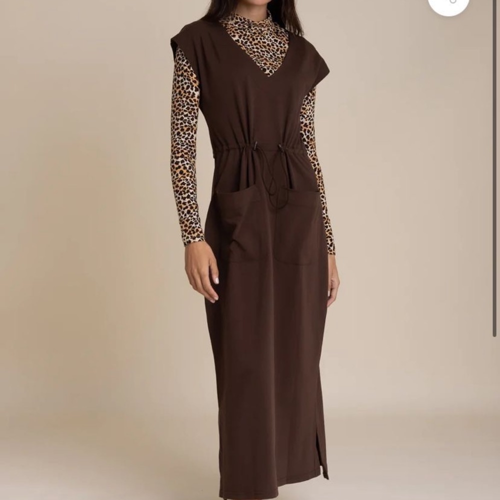 Brown Cargo Maxi Dress